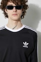 Хлопковый лонгслив adidas Originals 3-Stripes Long Sleeve Tee IA4877 чёрный