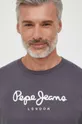 γκρί Βαμβακερή μπλούζα με μακριά μανίκια Pepe Jeans Eggo
