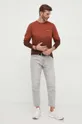 Βαμβακερή μπλούζα με μακριά μανίκια Pepe Jeans καφέ