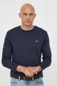 tmavomodrá Bavlnené tričko s dlhým rukávom Gant Pánsky
