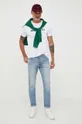 Βαμβακερή μπλούζα με μακριά μανίκια United Colors of Benetton πράσινο