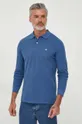 μπλε Βαμβακερή μπλούζα με μακριά μανίκια United Colors of Benetton