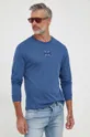 μπλε Βαμβακερή μπλούζα με μακριά μανίκια United Colors of Benetton Ανδρικά