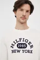 béžová Bavlnené tričko s dlhým rukávom Tommy Hilfiger