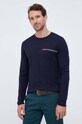 Bavlnené tričko s dlhým rukávom Tommy Hilfiger MW0MW32621 tmavomodrá AW23