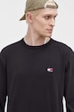Βαμβακερή μπλούζα με μακριά μανίκια Tommy Jeans μαύρο DM0DM17816
