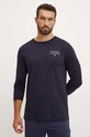 Бавовняний лонгслів лаунж Tommy Hilfiger бавовна темно-синій UM0UM02984