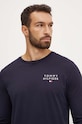 Tommy Hilfiger longsleeve bawełniany lounge UM0UM02984 granatowy AW24