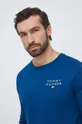 modrá Bavlnené tričko s dlhým rukávom Tommy Hilfiger