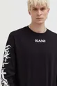 čierna Bavlnené tričko s dlhým rukávom Karl Kani