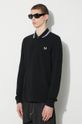 Fred Perry top a maniche lunghe in cotone nero M3636.350