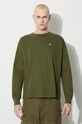 Памучна блуза с дълги ръкави Human Made Graphic зелен HM26CS004