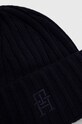 Akcesoria Tommy Hilfiger czapka z domieszką wełny AW0AW15153 granatowy