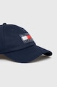 Βαμβακερό καπέλο του μπέιζμπολ Tommy Jeans AW0AW14990 σκούρο μπλε AW23