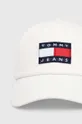 Bombažna bejzbolska kapa Tommy Jeans bela