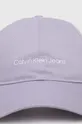 Βαμβακερό καπέλο του μπέιζμπολ Calvin Klein Jeans μωβ