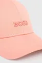 BOSS czapka z daszkiem bawełniana różowy
