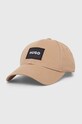 HUGO czapka z daszkiem bawełniana aplikacja beżowy 50496409