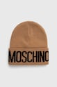Шерстяная шапка Moschino с добавлением шерсти бежевый M5672.60091