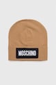 Moschino czapka kaszmirowa wełna brązowy M5737.60094