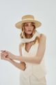 LE SH KA headwear kapelusz White Canotier aplikacja beżowy WhiteCanotier