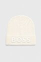 BOSS czapka wełniana wełna beżowy 50497815