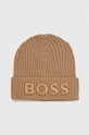 Μάλλινο σκουφί BOSS μαλλί μπεζ 50497815