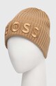 Μάλλινο σκουφί BOSS 50497815 μπεζ AW25