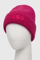 Kapa s dodatkom vune HUGO roza