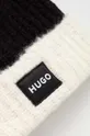 Vlnená čiapka HUGO čierna