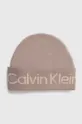 béžová Čiapka s prímesou vlny Calvin Klein Dámsky