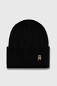 Tommy Hilfiger czapka i szalik z domieszką wełny AW0AW15367 czarny AW23