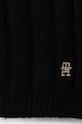Tommy Hilfiger czapka i szalik z domieszką wełny AW0AW15367 czarny