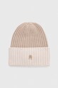 Tommy Hilfiger czapka z domieszką wełny z domieszką wełny beżowy AW0AW15299