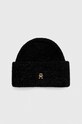 Tommy Hilfiger czapka z domieszką wełny z domieszką wełny czarny AW0AW15319