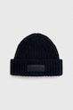 Tommy Hilfiger czapka z domieszką wełny aplikacja granatowy AW0AW15325