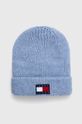 Шапка з домішкою вовни Tommy Jeans інші блакитний AW0AW15464