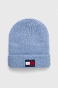 Tommy Jeans czapka z domieszką wełny pozostałe niebieski AW0AW15464