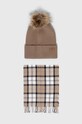 Σκούφος και κασκόλ Barbour με μοτίβο μπεζ LGS0054