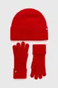 κόκκινο Μάλλινο καπέλο και γάντια Lauren Ralph Lauren Γυναικεία