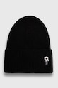 Karl Lagerfeld czapka z domieszką wełny z domieszką wełny czarny 236W3405
