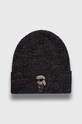 Karl Lagerfeld czapka wełniana melanż czarny 236W3406