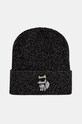 Vlněná čepice Karl Lagerfeld vlna černá 236W3407