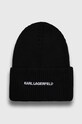 Шапка с примесью кашемира Karl Lagerfeld аппликация чёрный 236W3413