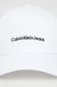 Βαμβακερό καπέλο του μπέιζμπολ Calvin Klein Jeans λευκό
