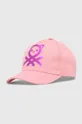 ροζ Παιδικό βαμβακερό καπέλο μπέιζμπολ United Colors of Benetton Για κορίτσια