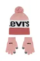 roza Otroška kapa in rokavice Levi's Otroški