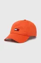 πορτοκαλί Βαμβακερό καπέλο του μπέιζμπολ Tommy Jeans Ανδρικά