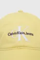 Βαμβακερό καπέλο του μπέιζμπολ Calvin Klein Jeans κίτρινο