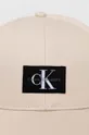 Βαμβακερό καπέλο του μπέιζμπολ Calvin Klein Jeans μπεζ